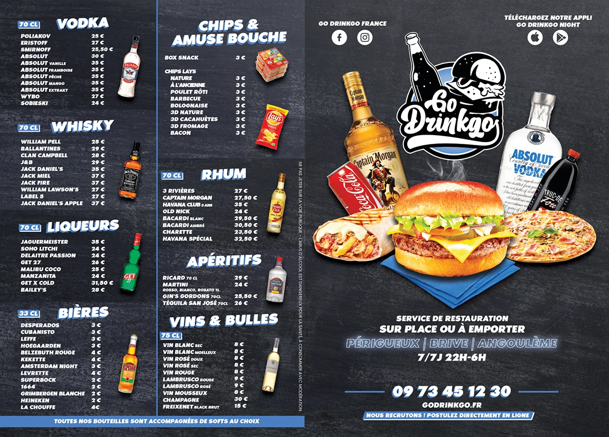 flyer godrinkgo service de livraison de nuit